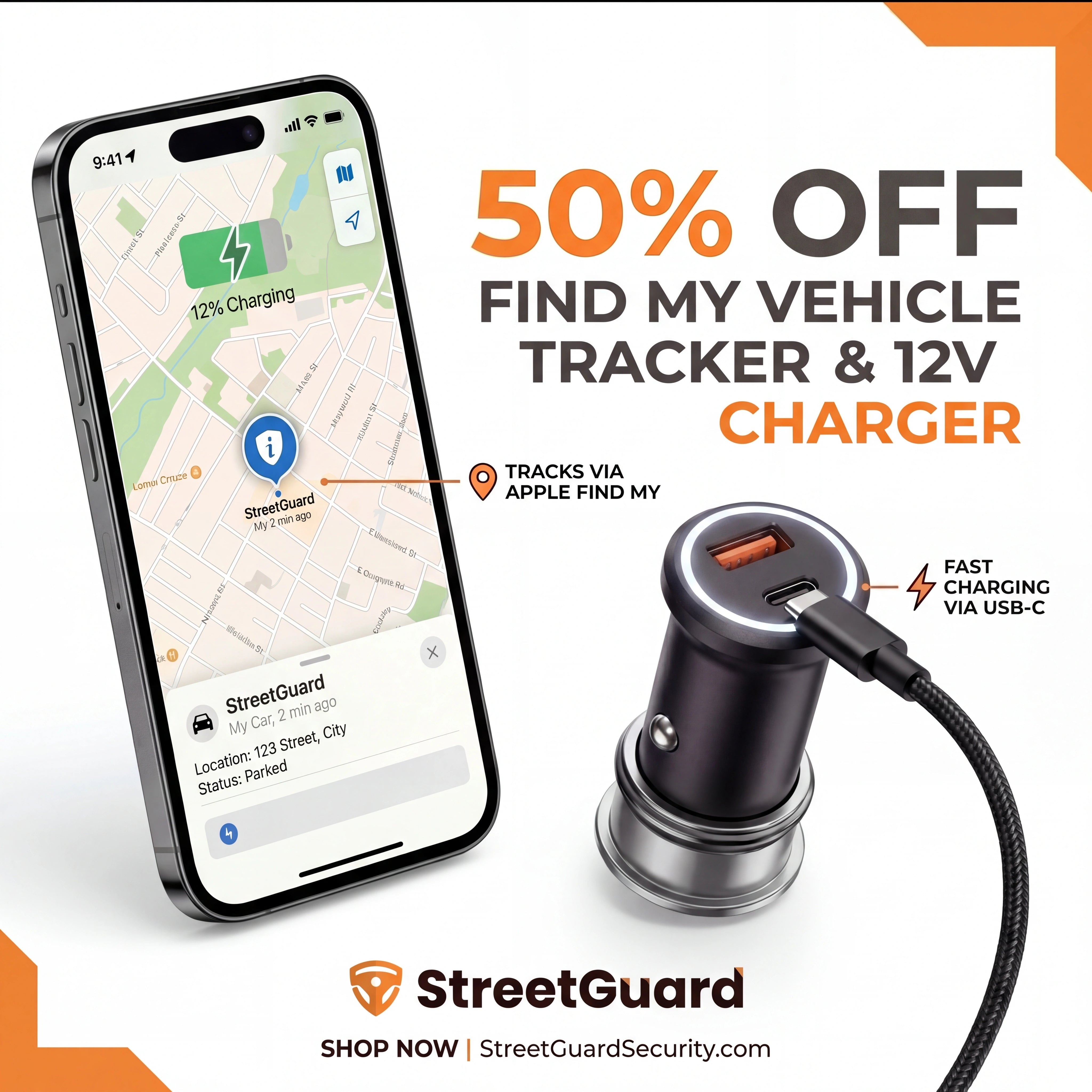 12V Car Charger w/ Tracking